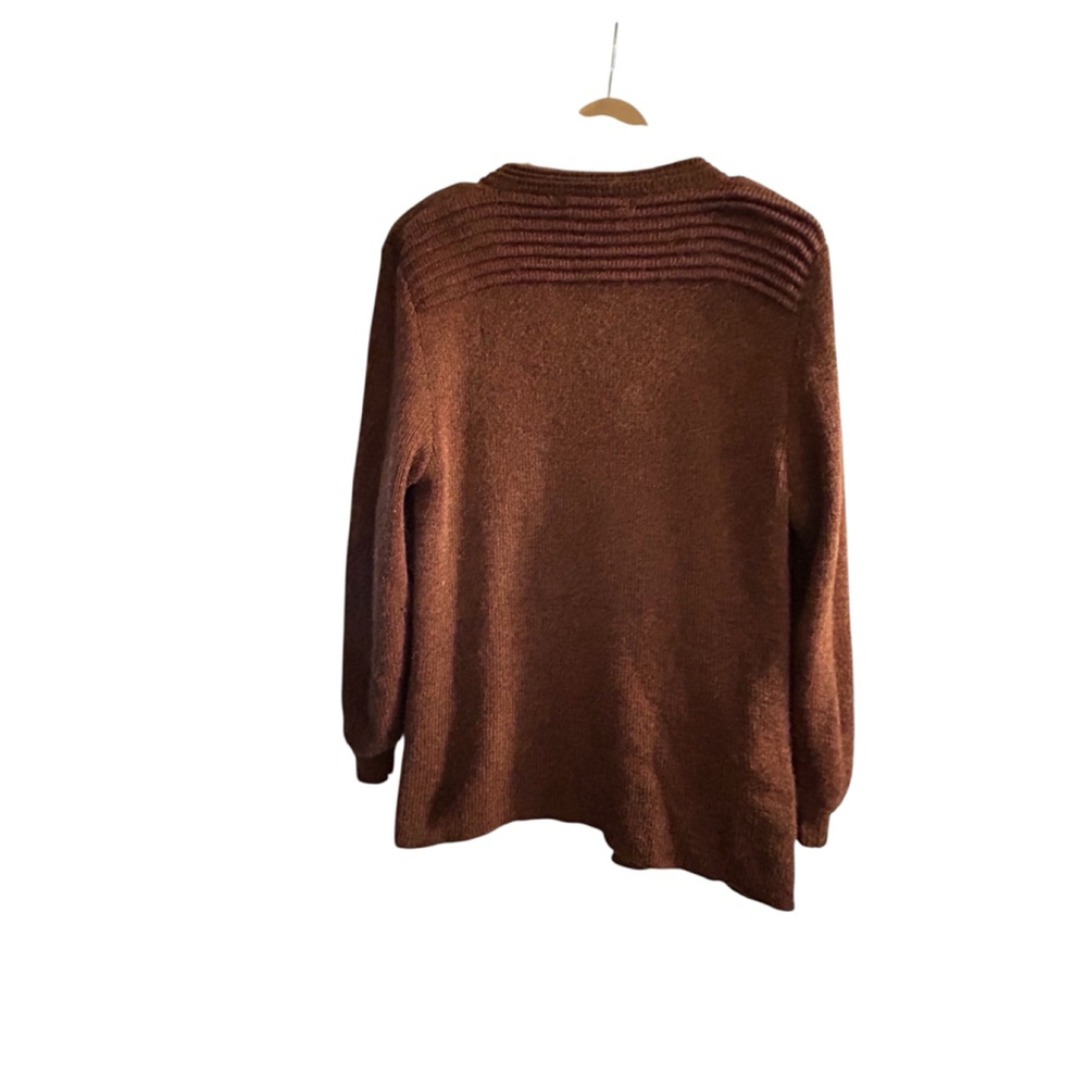 Women's Peruvian Link Brown Alpaca Cardigan Size M/large - Picture 2 of 6